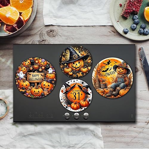 Miniatura 9 de Tucocoo Fundas para quemadores de estufa, juego de 4 fundas para estufas de gas de vino tinto retro, cubiertas superiores de estufa de 8 pulgadas y