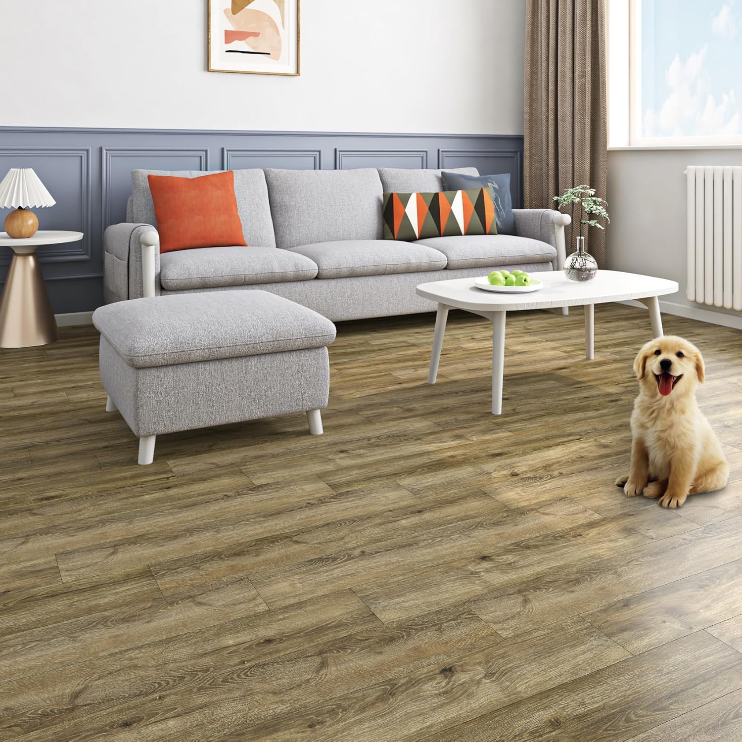 Livelynine 36-Pack 6x36 Waterproof Peel and Stick Floor Tile Wood Look Oak Luxury Vinyl Plank Flooring Self Adhesive Floor Tiles Peel and Stick Flooring Planks for Kitchen Bathroom Basement Renters