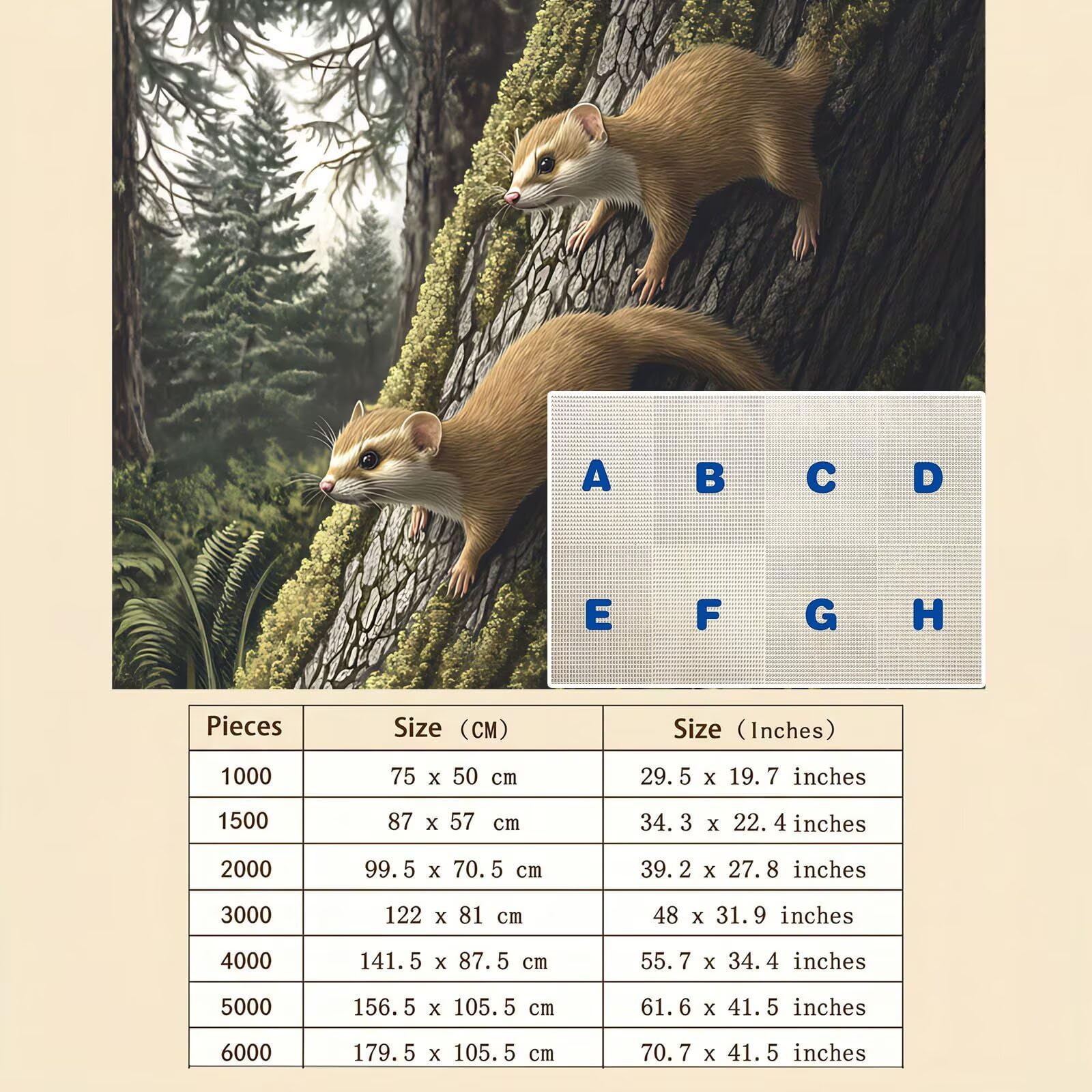 Puzzle 1500 elementów dla dorosłych, trudne wyzwanie puzzle, format 87 x 57 cm, kolorowe drewniane puzzle dla relaksu, rodzinna gra planszowa, niemożliwa klasyczna układanka las zwierzę f0-853
