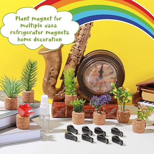 Miniatura 4 de Tallew 8 clips de ventilación de plantas artificiales para plantas suculentas con aceite esencial, mini rociador lindo, clip de ventilación para