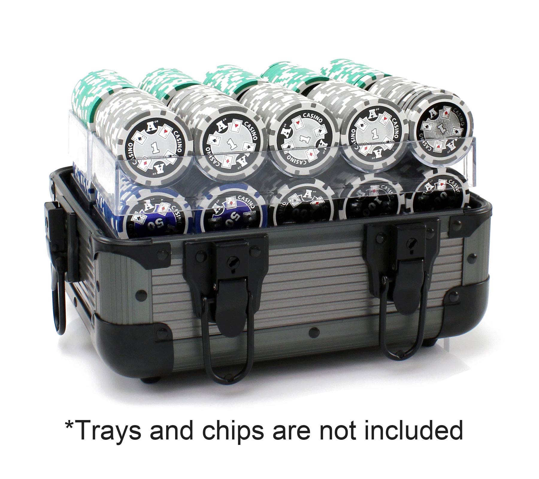 Versa Games 600 Stück Deluxe-Poker-Chip-Träger in Grauer Farbe – Ultimativer Pokerchip-Träger, grau, Retro-Stil