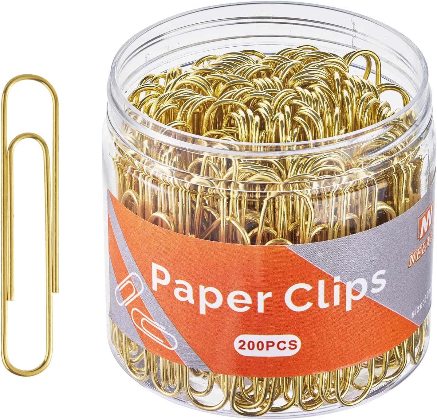 NEEWAY Gold Paper Clips, 200 Count Large Size, 2 Inch Jumbo Paperclips, Durable and Stylish Gold