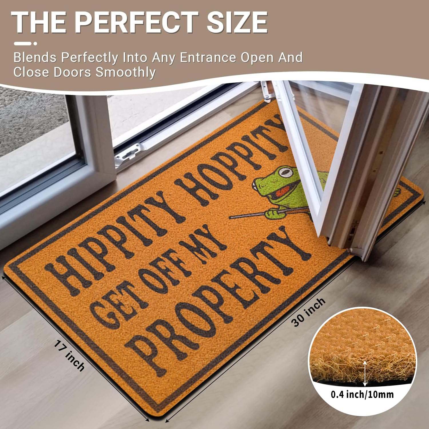 Natural Coir Doormat 'Home Sweet Home' - Indoor/Outdoor Entrance Mat With Non-Slip PVC Back, 18x30 Inch
