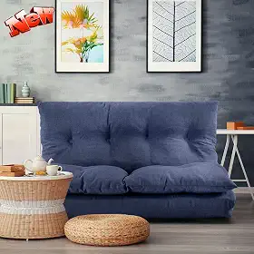 Versão atualizada Sofá-cama ajustável com 5 posições reclináveis ajustáveis, futon de chão japonês dobrável, sofá preguiçoso para sala de estar, quarto (azul marinho) (marinho)