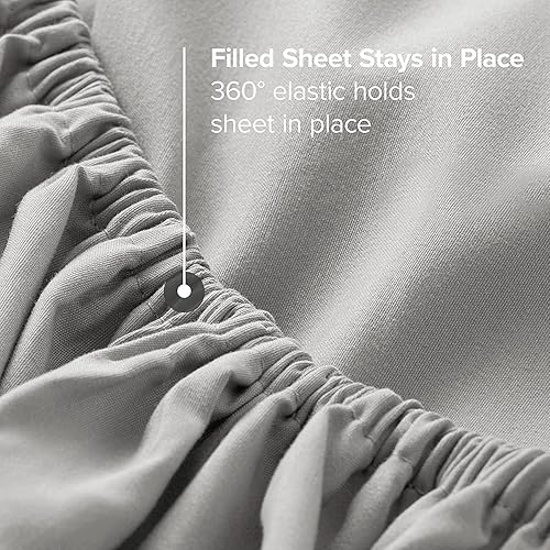 Miniatura 6 de Juego de sábanas de algodón natural de 4 piezas tamaño Queen color morado de lujo de calidad suave bolsillo y ropa de cama de 16 pulgadas de