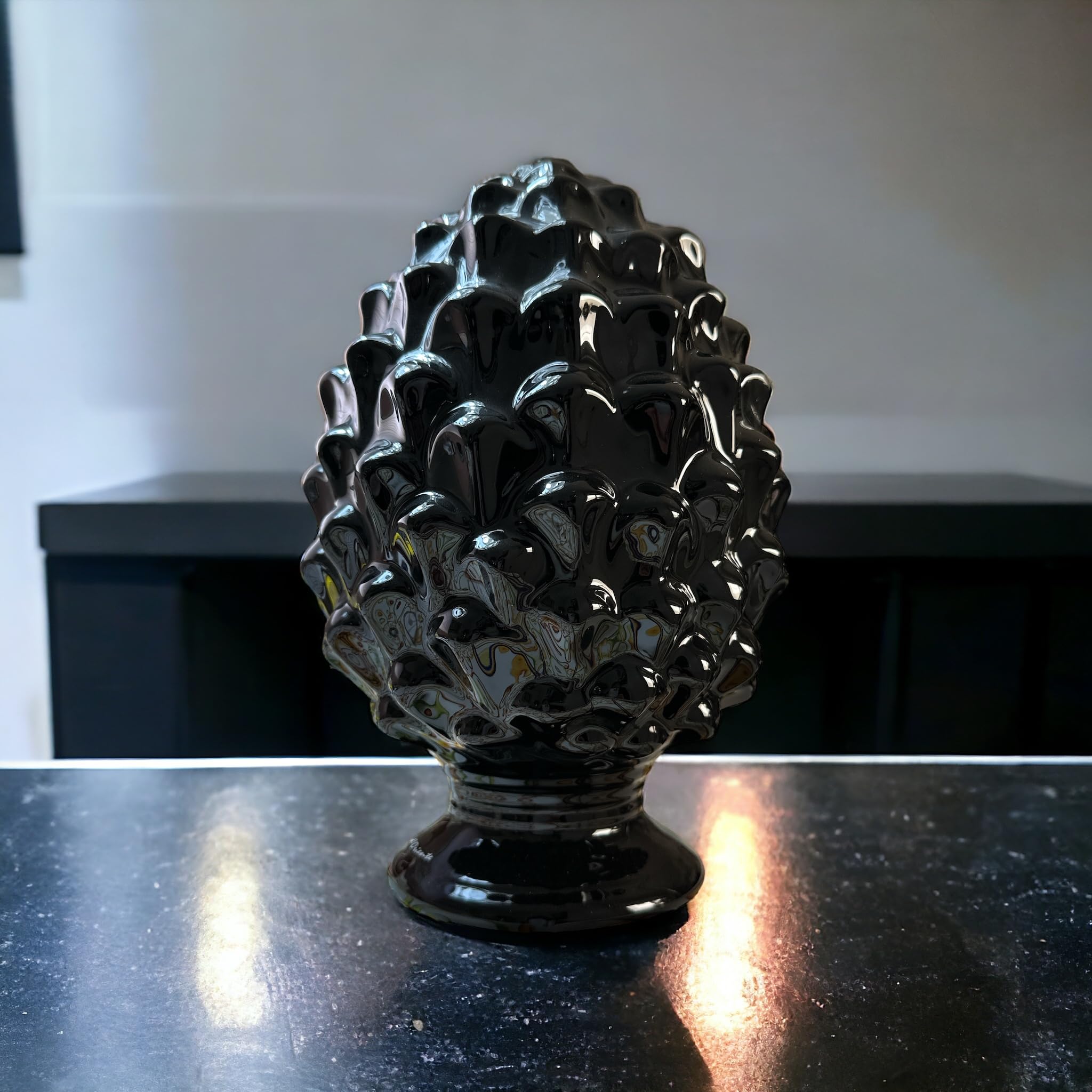 GMM Statue Artistiche in Ceramica, Sculture Ornamentali, Decorative, Design Siciliano, Decorazione Portafortuna (16x25, Nero)