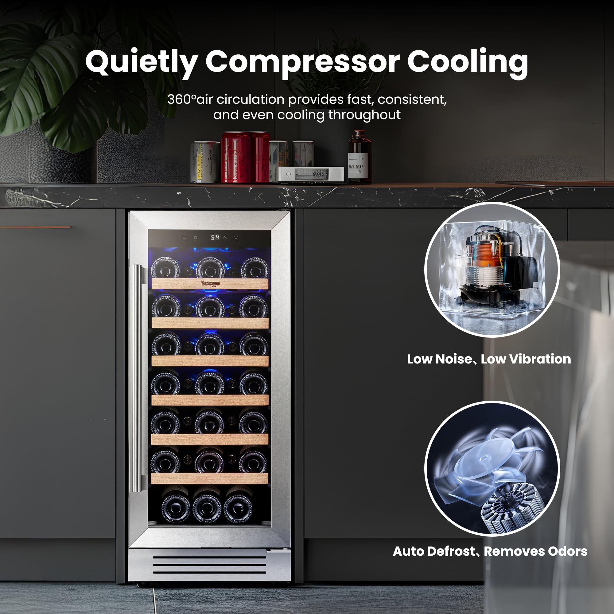 Yeego 12-Bottle Wine Cooler - Compact Thermoelectric Fridge For Countertop, 40-65°F, Super Quiet - Perfect For Apartments & Offices