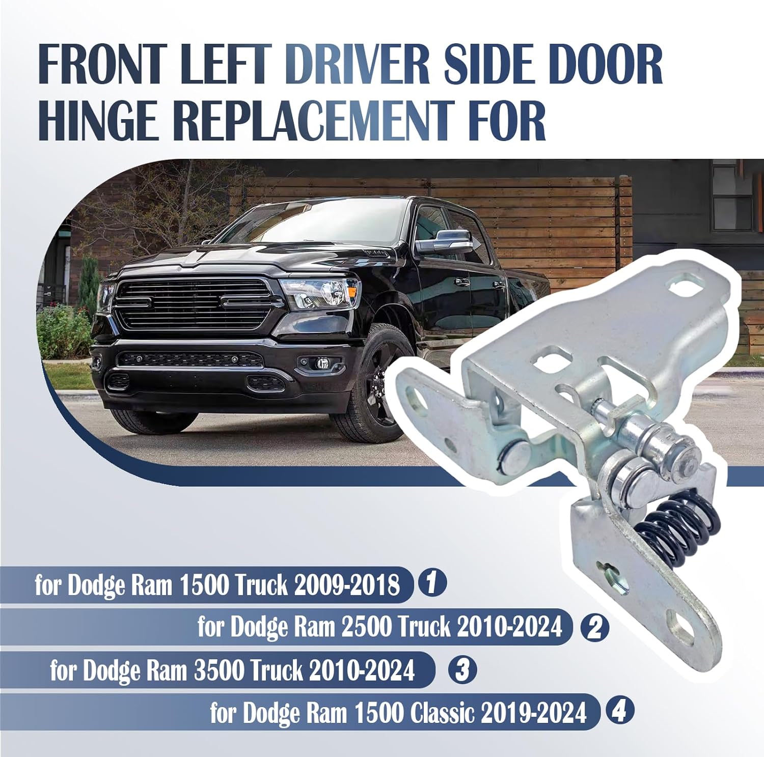 Door Hinge Front Right Passenger Side Truck Replacement for Ram 1500 2009-2018 1500 Classic 2019-2024 2500 3500 2010-2024 Replace 68058518AC 68058518AB