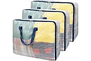 Clear Zippered Blanket Storage Bags - 75L Capacity