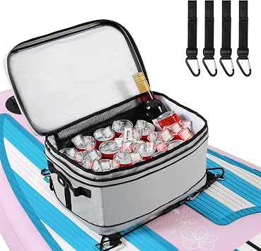 UPWELL Paddle Board Accessories Waterproof SUP Cooler Deck Bag, PVC Paddle Board Dry Bag, 30 Cans Surf Kayak Cooler Bag for Paddle Board, Kayak