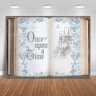 Mocsicka Fairy Tale Books Backdrop Once Upon a Time Ancient Castle Princess Party Decorations Photo Backdrops Old Opening Magic Book Romantic Story Wedding Birthday Photography Background (7x5ft)