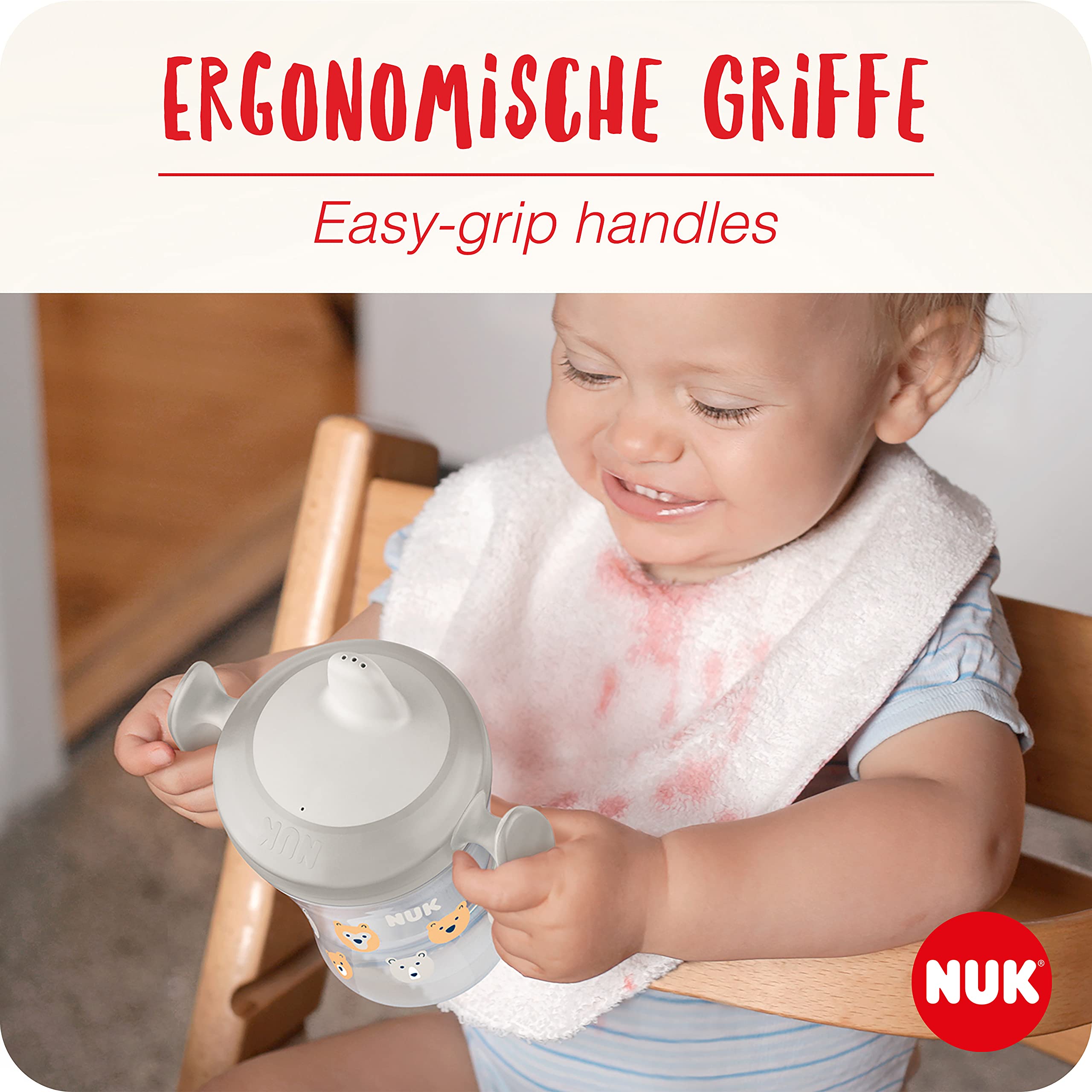 NUK 10255608 Trainer Cup Kubek niekapek | Niekapiący ustnik z miękkiego materiału | Od 6 miesięcy | Nie zawiera BPA | 230 ml | Zebra (niebieska)