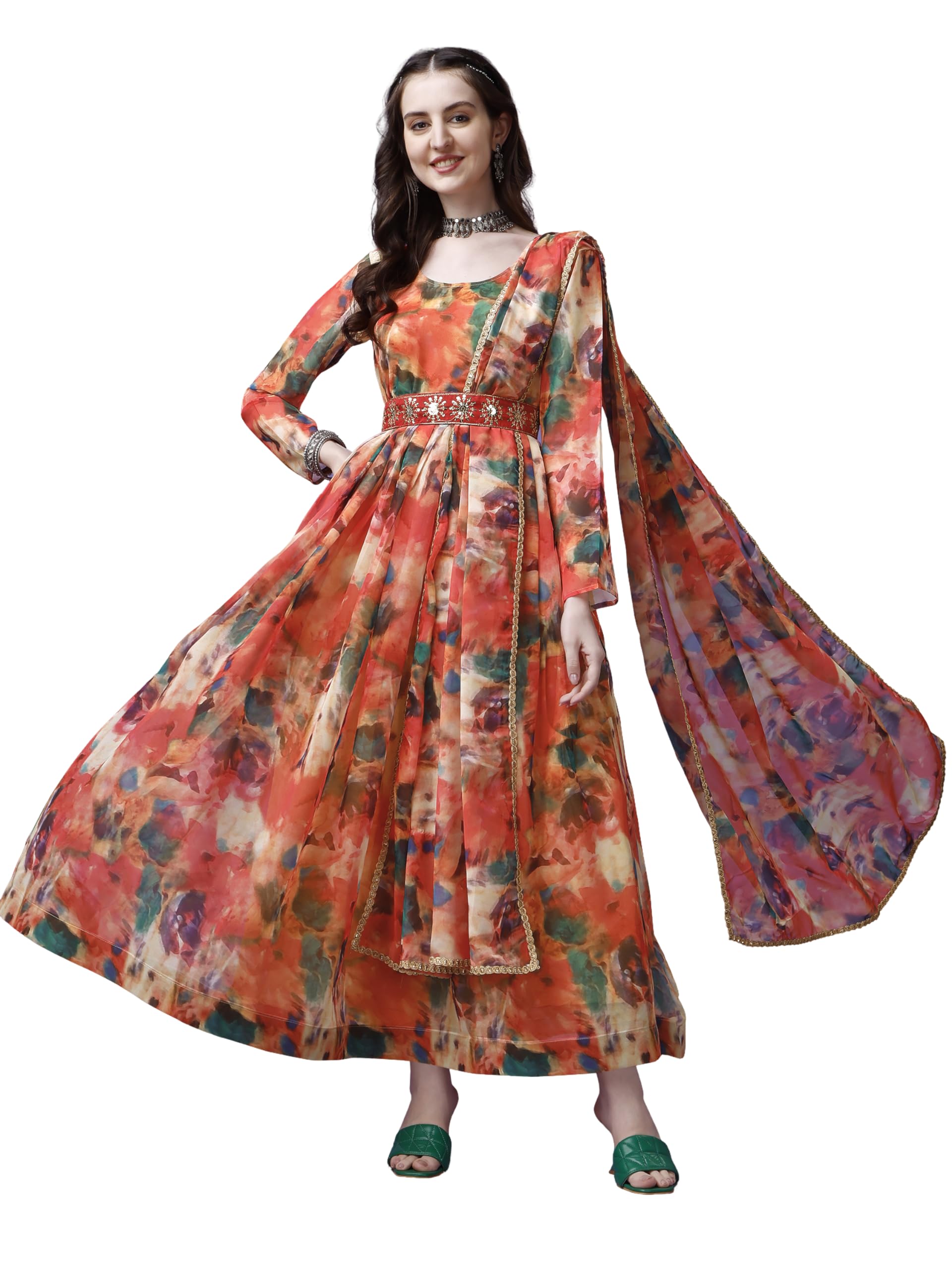 KEDARFAB Women Kurta and Dupatta Set Georgette