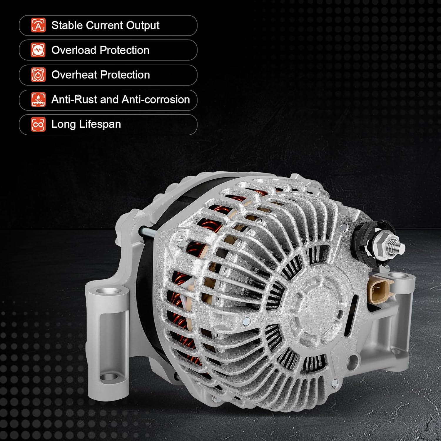 11553 New Alternator Replacement for Dodge for Dart 2013 2014 2015 2016,for Avenger 2012,for Chrysler for 200 2012,12V 140A 6-Groove Decoupler Pulley,alternator for 11687