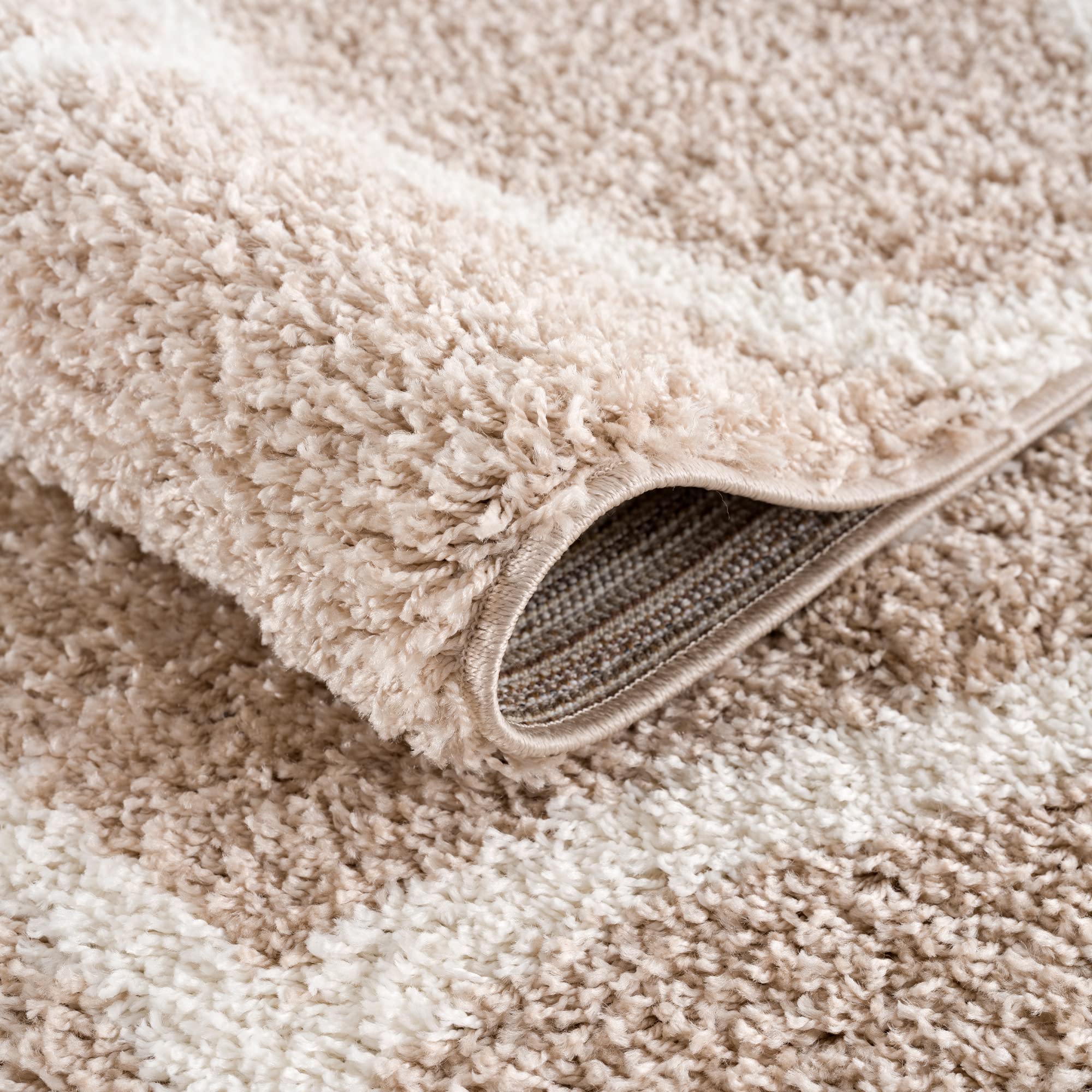 SANAT Madrid Shaggy Tapis à Poils Longs pour Salon, Chambre à Coucher, Cuisine - Beige - Dimensions : 120 x 170 cm