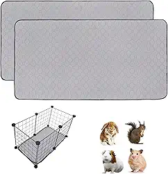 Pacote com 2 forros para gaiola de porquinho-da-índia, 35,5 x 71 cm, laváveis, almofadas de xixi de porquinho-da-índia, antiderrapante, reutilizável, super absorvente, tapete de treino de lã para