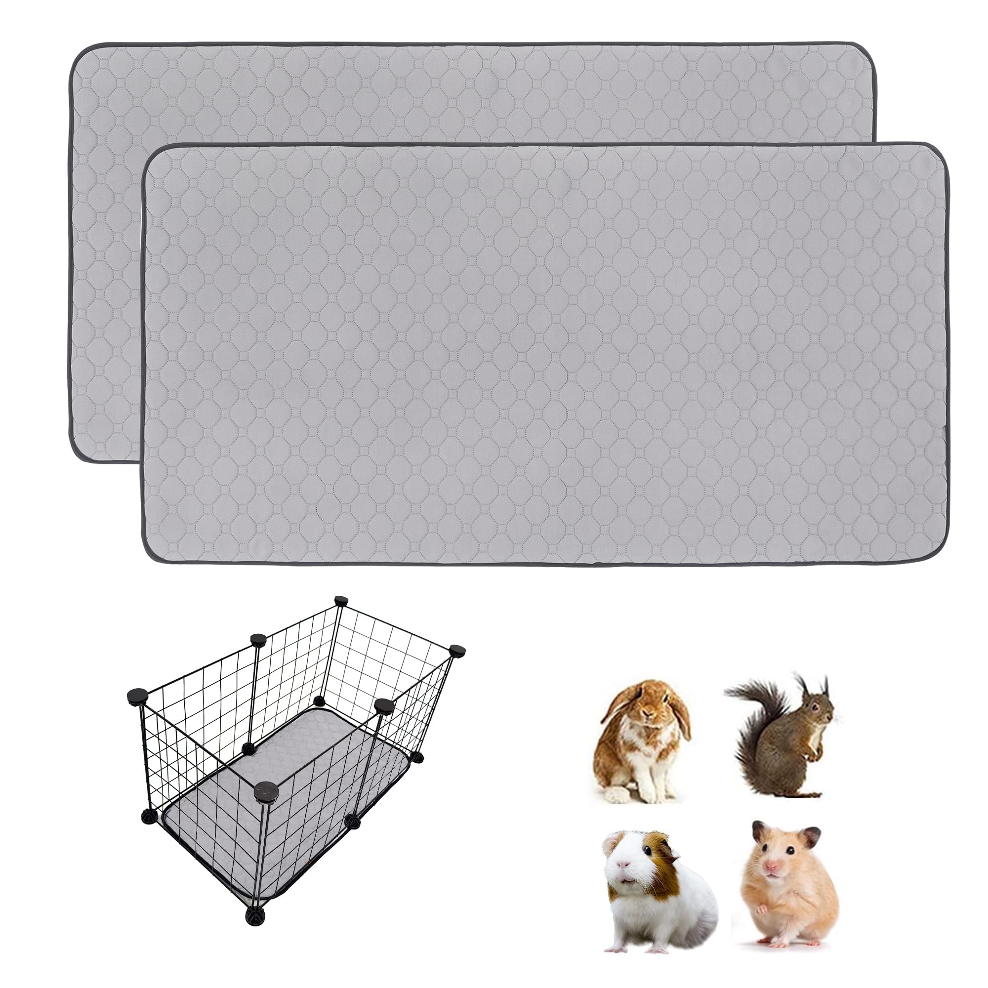 LWYMX Guinea Pig Cage Liners, 16''X24'' Washable Guinea Pig Pee Pads, Non Slip Reusable Super Absorbent Guinea Pig Training Mat Bedding Fleece for Small Animals Hamster Rabbit Chinchilla Rat, 2Pack-image-21
