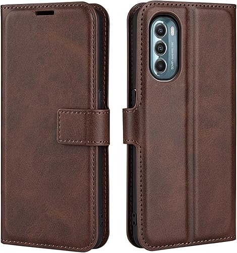 Funda con tapa para Motorola Moto G 5G 2022 Funda protectora magnética de piel sintética para Moto G (2022), funda tipo libro con soporte (marrón)