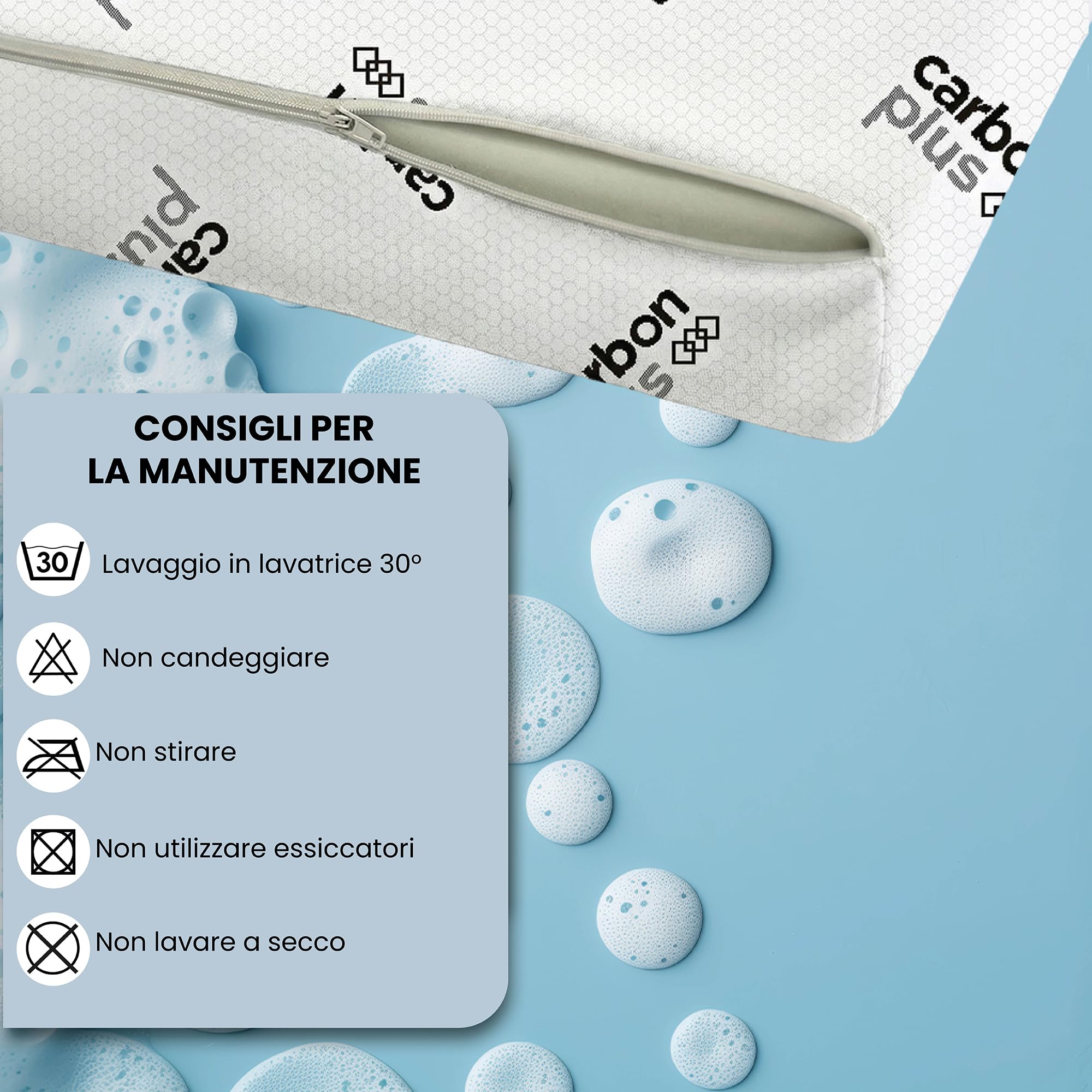 Topper Memory Foam 160x190 Matrimoniale, Made in Italy, Carbonio - Materasso per Massimo Confort - Letto Morbido per un Sonno Profondo (Matrimoniale - Carbonio)