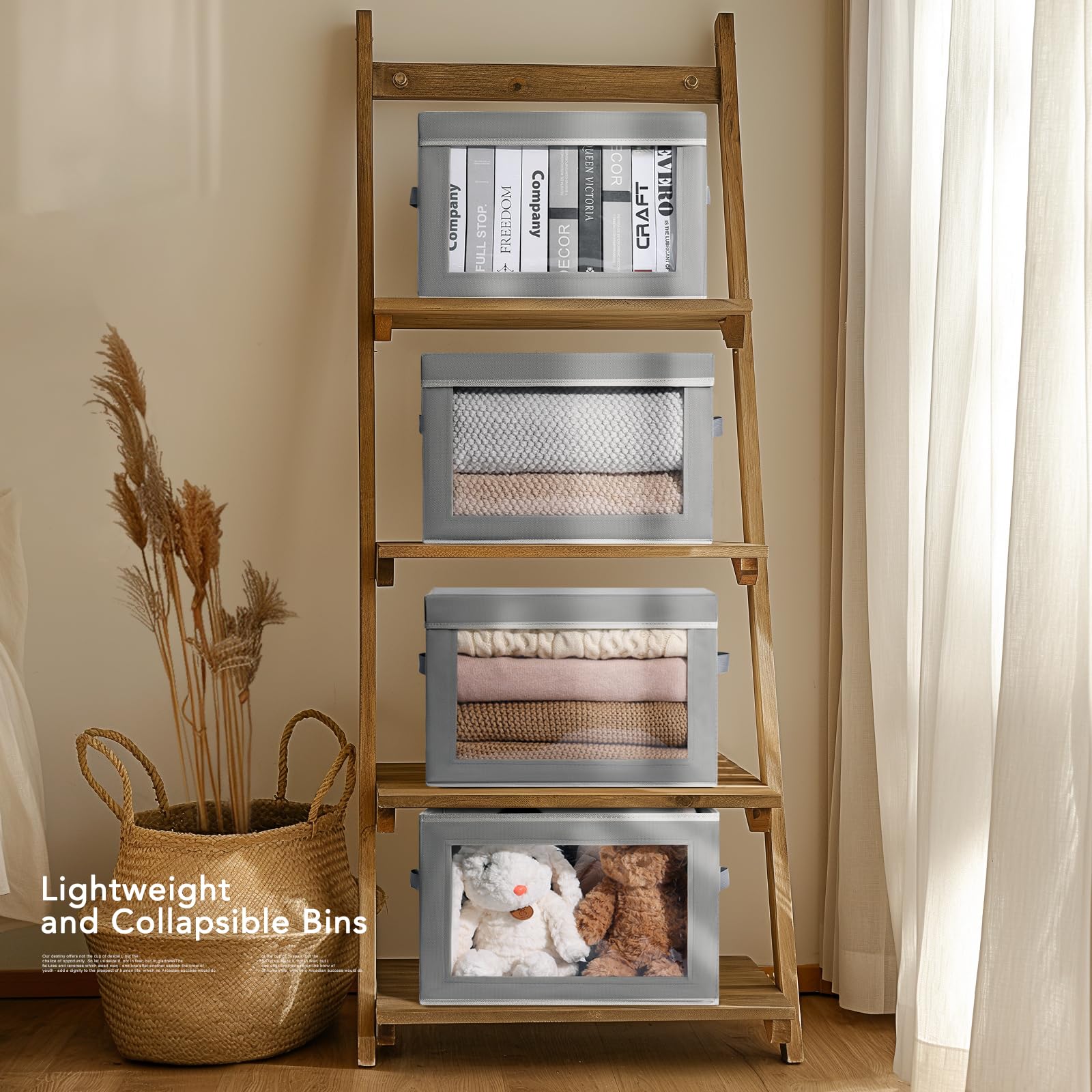 3 Scatole Portaoggetti Pieghevoli 25x19x16cm - Grigio - Organizzazione Armadio Con Coperchio - Tessuto Non Tessuto