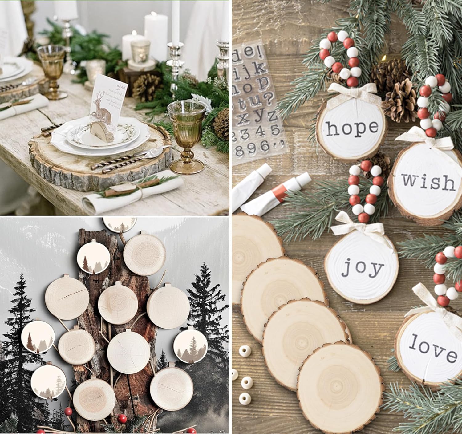 4 Pack 9 Inch Wood Slices for Centerpieces,Natural Unfinished Round Large Wood Ornaments for Crafts,Rustic Wooden Circles & Slabs for Wedding Centerpieces,Christmas Table Decor DIY Painting Crafts - Image 7