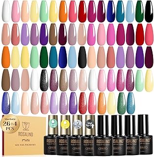 ROSALIND 30pcs Gel Nail Polish Set, 26 Colors Gel Polish with 3Pcs Gloss...