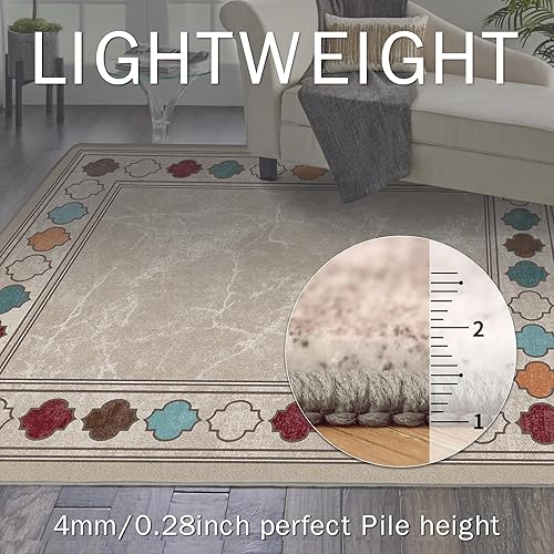 Miniatura 6 de GENIMO Alfombras de área de felpilla de pelo bajo para sala de estar, antideslizantes, lavables a máquina, para interiores, dormitorio, comedor,