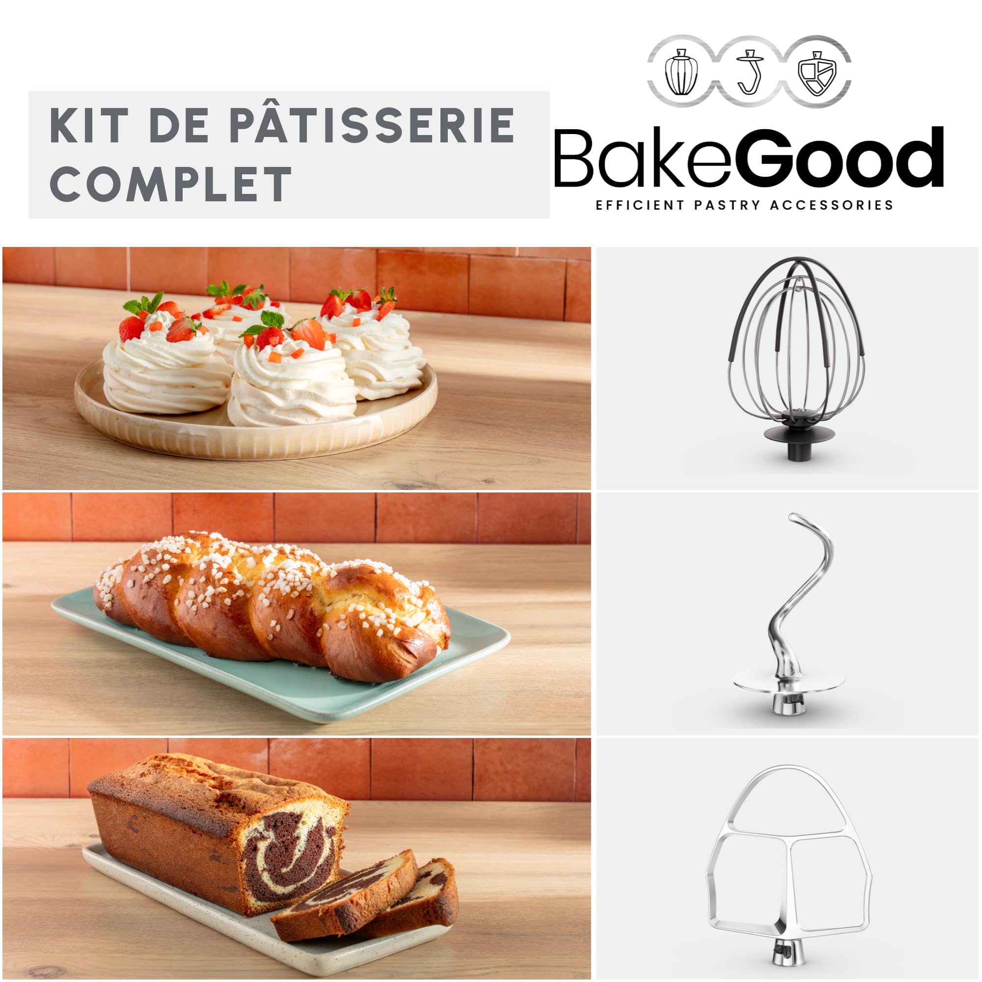 Moulinex Bake Partner, Kitchen Machine, potente amasadora planetaria de 1100 W, rendimiento duradero, kit de accesorios BakeGood, QA521B25