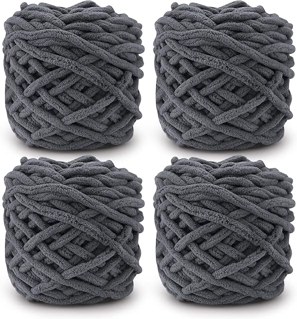 Knitting Wool Yarn 4 x 100g Multi-Colored Knitting Yarn for Crochet, Soft Chunky Yarn for Yarn Projects Making Plush Balls Handmade Bags Sweaters Shoes Hats Sweaters Blankets Scarves