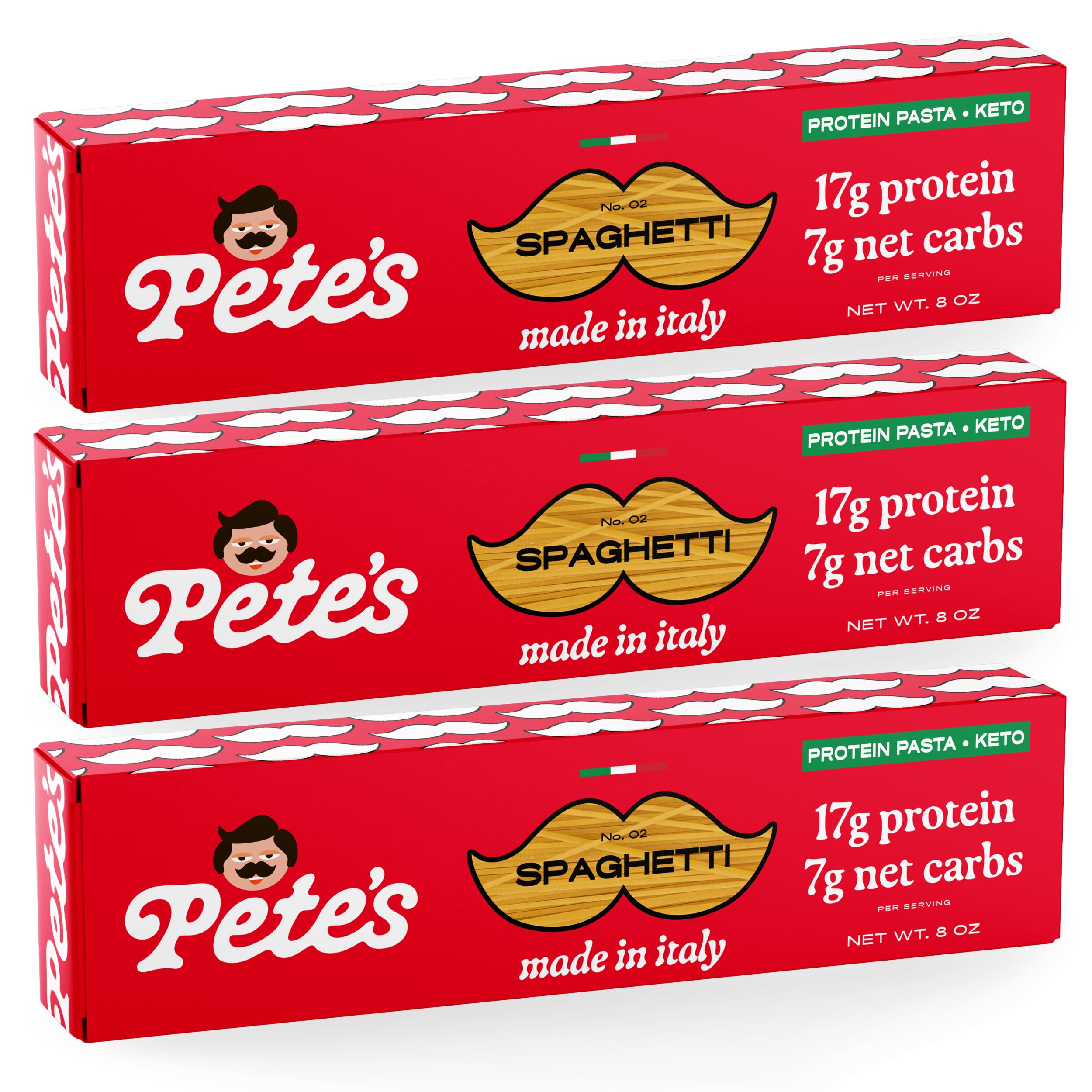 - Low Carb, Protein Pasta | Spaghetti Noodles with 17g Protein, 7g Carbs | Healthy, KetoPasta Made in Italy | 3-Pack, 8oz - Pete’s Pasta