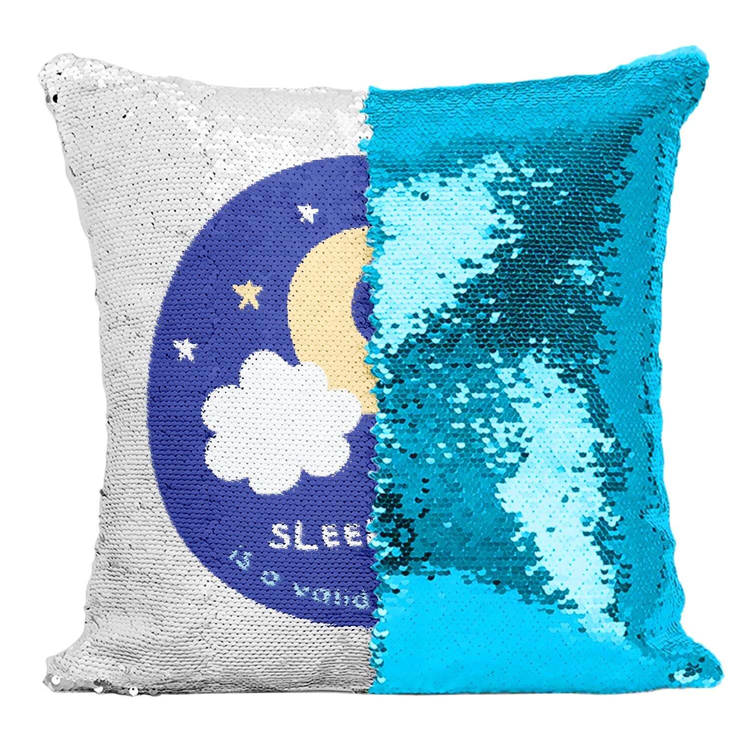 Coussin avec housse sequin turquoise brillant decoration canape salon moderne