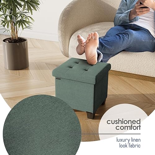 Miniatura 665 de Otomana plegable para dormitorio o sala de estar, con contenedores de almacenamiento, reposapiés para el extremo de la cama, soporta hasta 660 lb,