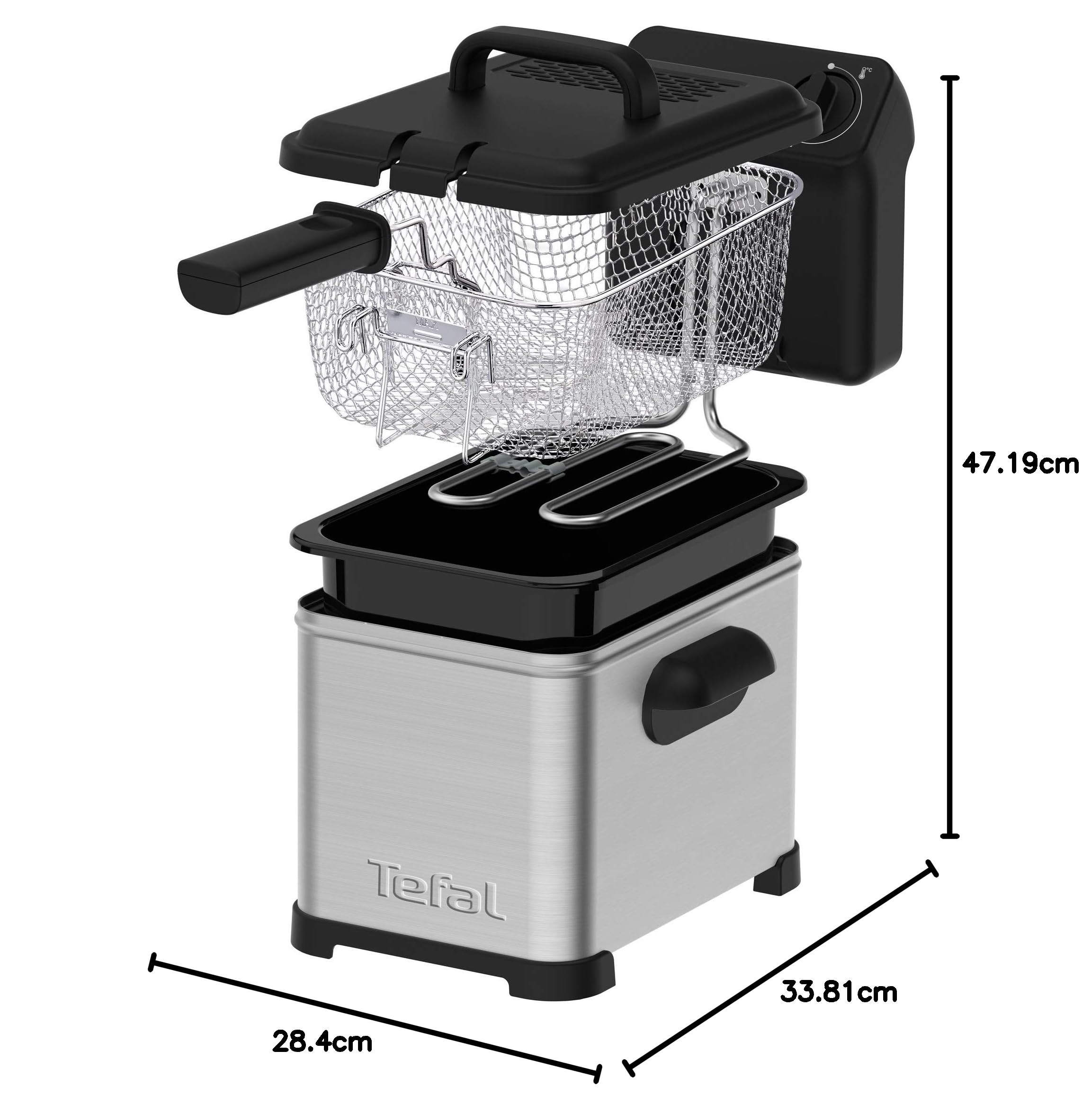 Tefal Family Pro Access 4,0L Fritteuse, 3000 Watt, semiprofessionell mit Öl, herausnehmbarer Ölbehälter, Kühlzonen-Technologie, leichte Reinigung, knusprige Pommes, Edelstahl, schwarz, FR5030