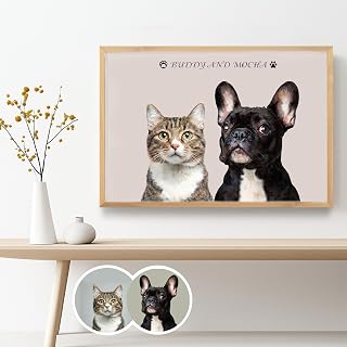 Dotride Custom Pet Portrait from photo with Wreath, Watercolor Dog Portrait,Personalized pet painting, Thick Sustainable Paper/Frame/Canvas Print, Personalized Memorial Gift for Mom/Dad Pet Lover