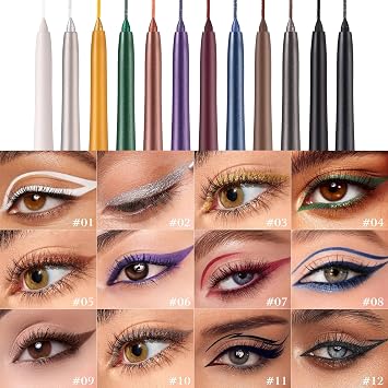 Waterproof Gel Blue Eyeliner Pencil, Twist-Up Smudge-Proof Eye Liner with Fine Tip, Smooth Creamy Formula for Precise Shimmer Lines, for Waterline and Daily Makeup (8 Blue)