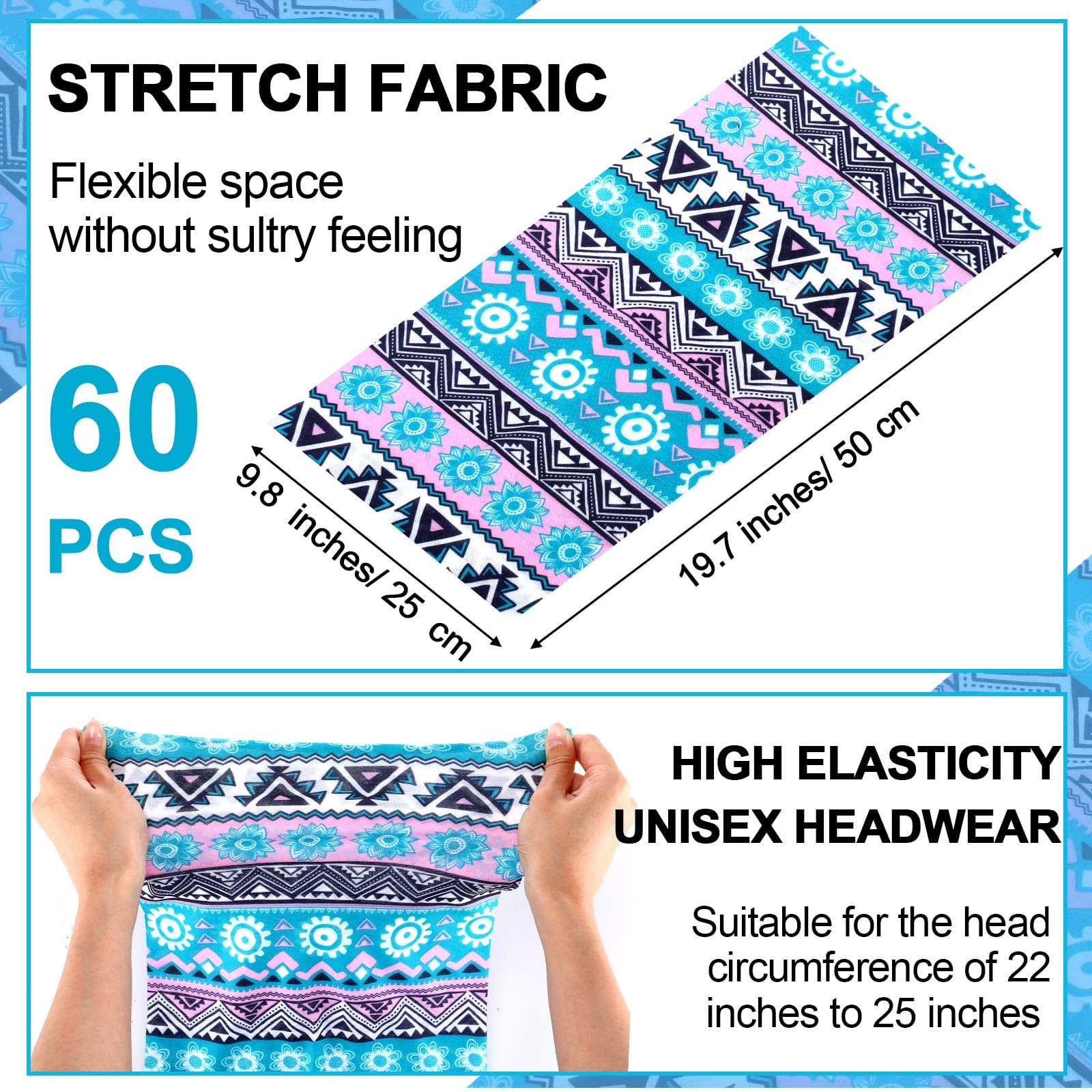 Didaey 60 polainas de cuello a granel para hombres y mujeres, pasamontañas, cubrebocas sin costuras, bandana con protección UV