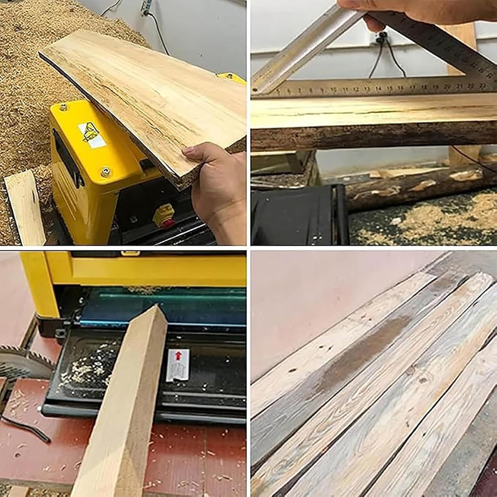 Elektryczna strugarka do drewna, moc 2000 W, prędkość 8000 obr./min, szerokość 330 mm, grubość 1-3 mm, wysokość 6-160 mm, przenośna do obróbki drewna