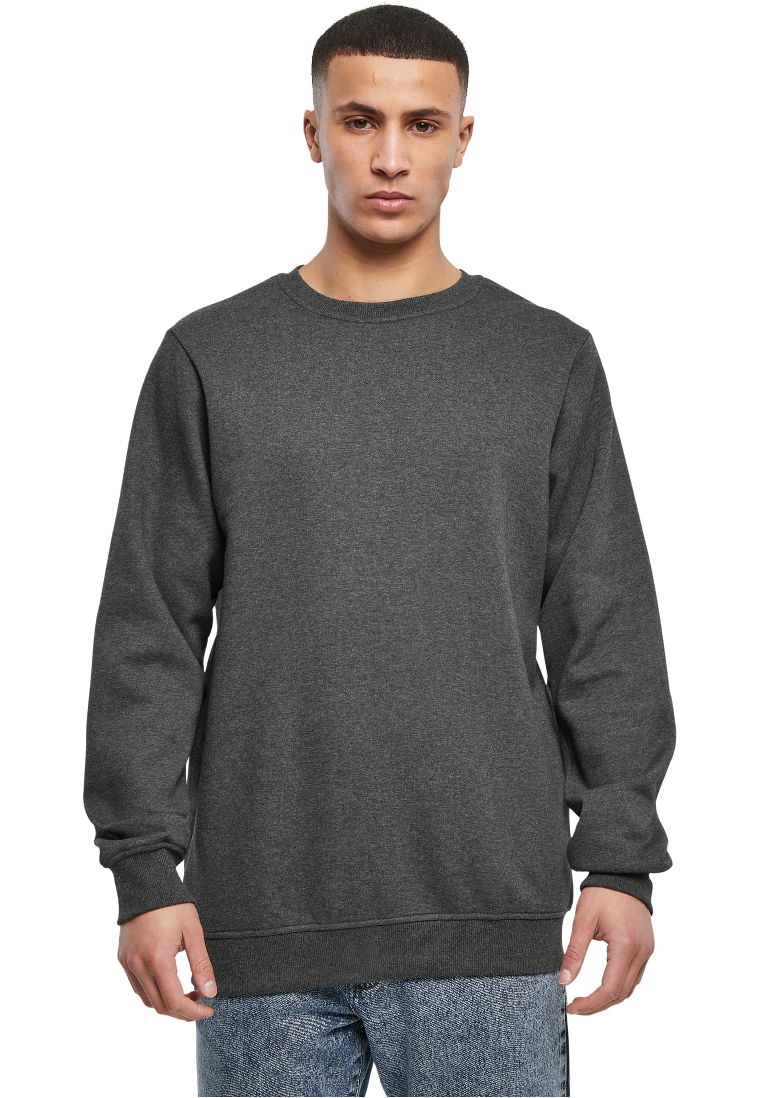 Urban Classics Herren Basic Terry Crew Sweatshirt  Charcoal Grau, 5XL