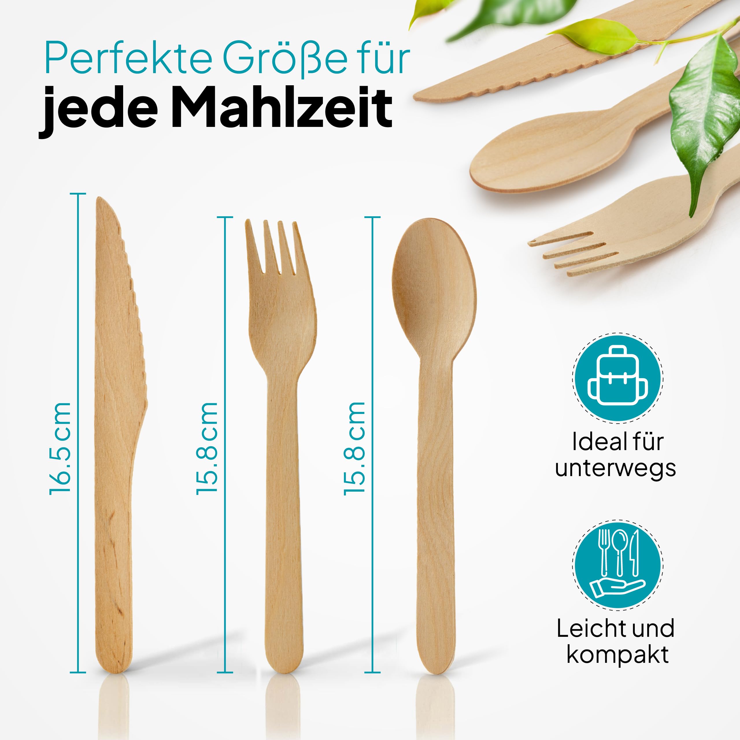 Commerline Set di Coltelli in Legno Monouso | 100/200/2000 Pezzi | Stoviglie Ecologiche Usa e Getta per Feste, Picnic, Eventi e Catering