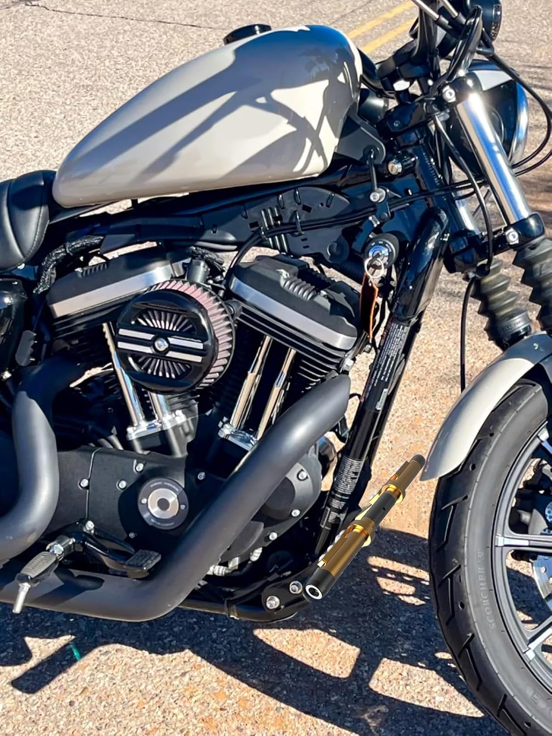 TOFR Club Style Crash Bar Protector Engine Guard Front Highway Pedal for Harley Sportster 2004-up Models with Mid Control XL IRON 883 1200 XL883 XL1200 ROADSTER Forty Eight Gold