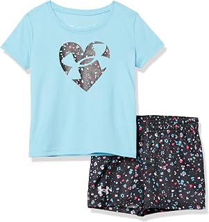 girls Short Sleeve Shirt and Shorts Set, Durable Stretch and Lightweight, Fresco Blue Sp22, 4