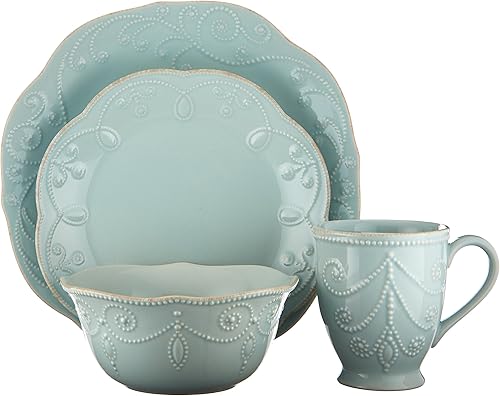 Lenox French Perle - Juego de 4 piezas, azul hielo, 12 onzas