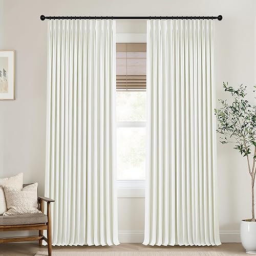 Miniatura 44 de Mrs.Naturall Cortinas Opacas Beige Crema de 96 Pulgadas de Largo Juego de 2 Paneles, 8 Pies 8 Pies Cortinas Plisadas Pinzadas Oscurecedoras de Beige