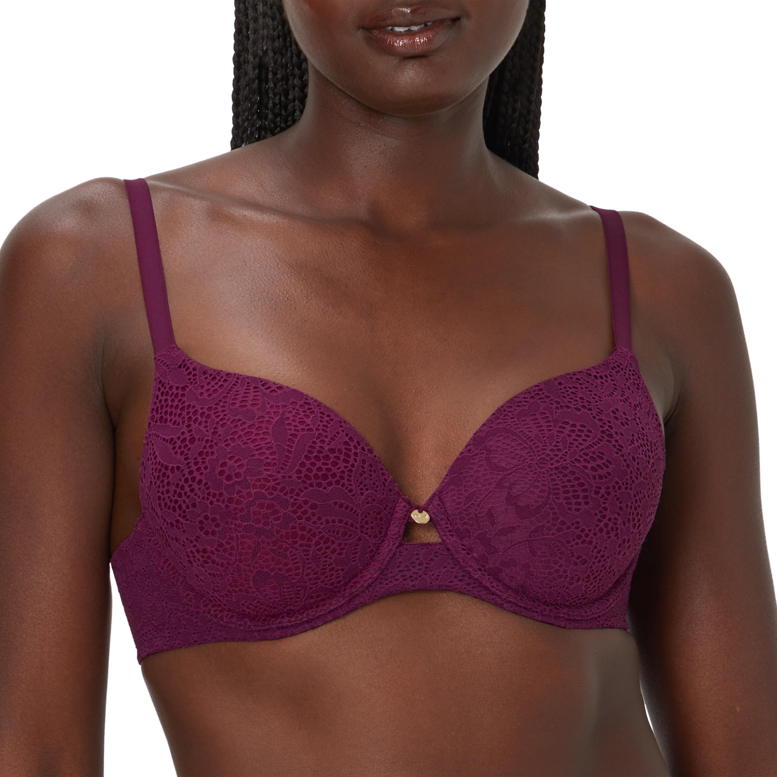 Maidenform Women's Custom Lift, One Fab Fit Underwire, Convertible Straps, Full Coverage Bra, Autumn Orchid Lace, 38B