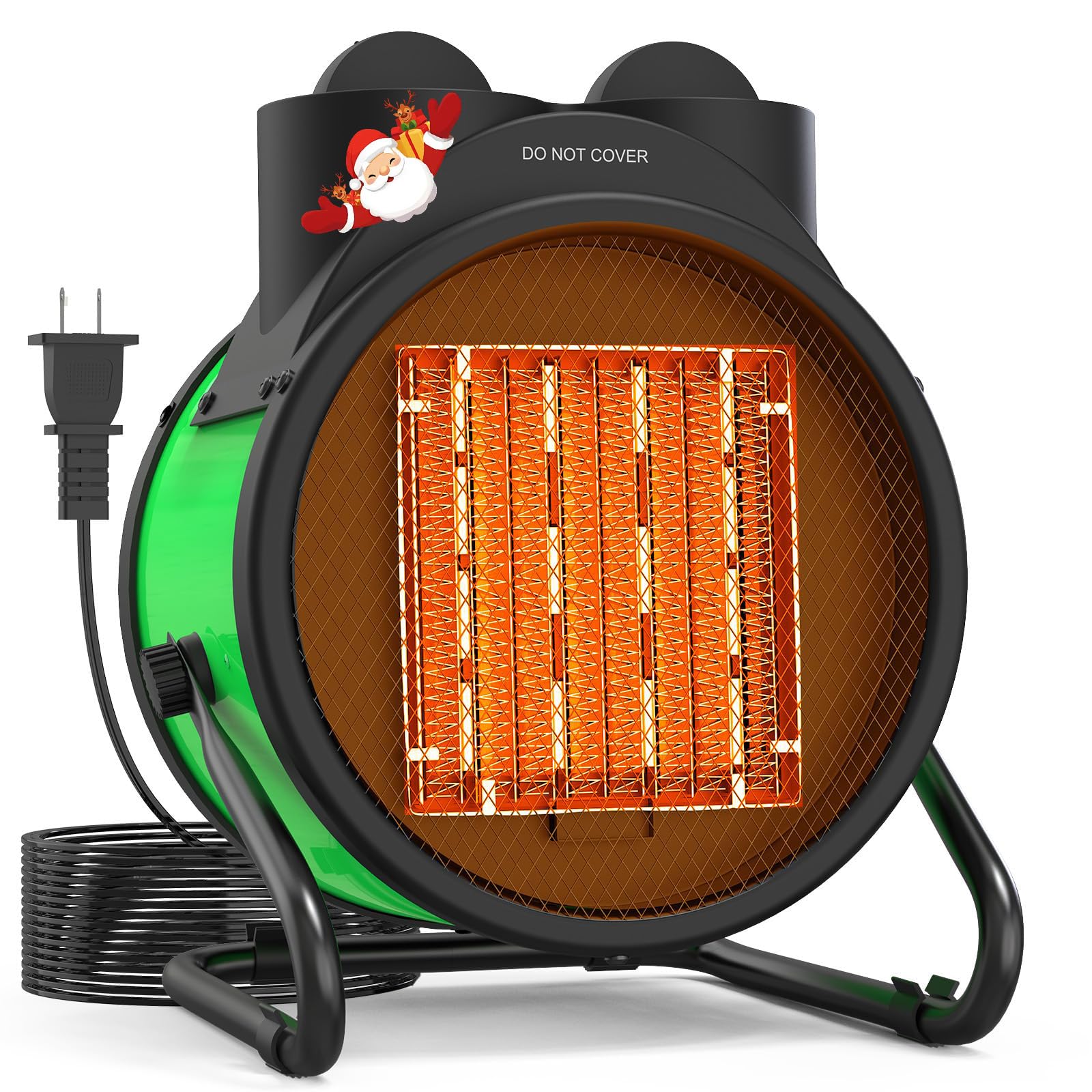 Buyplus Outdoor Heaters for Patio, 1500W Electric Garage Heater with 90°Adjustable Angle, Overheat Protection &amp; 2S Fast Heating, Greenhouse Heater for Patio, Garage, Greenhouse, Indoor Outdoor, Green