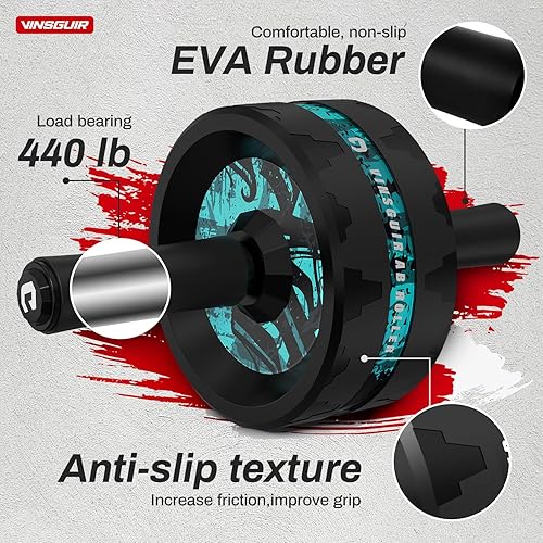 Miniatura 5 de VINSGUIR Ab Roller Wheel, Abs & Core Workout Equipment for Home Gym with Knee Pad Accessories, Abdominal Wheel for Full-body Strength Training