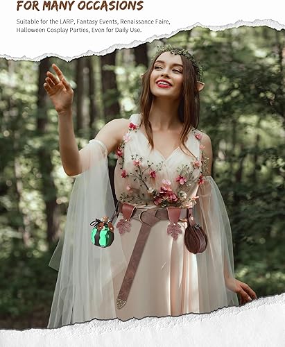 Vista 89 de Sweetude Cinturón renacentista medieval vikingo poción botellas de cuero cinturón bolsa falda senderismo 6 piezas