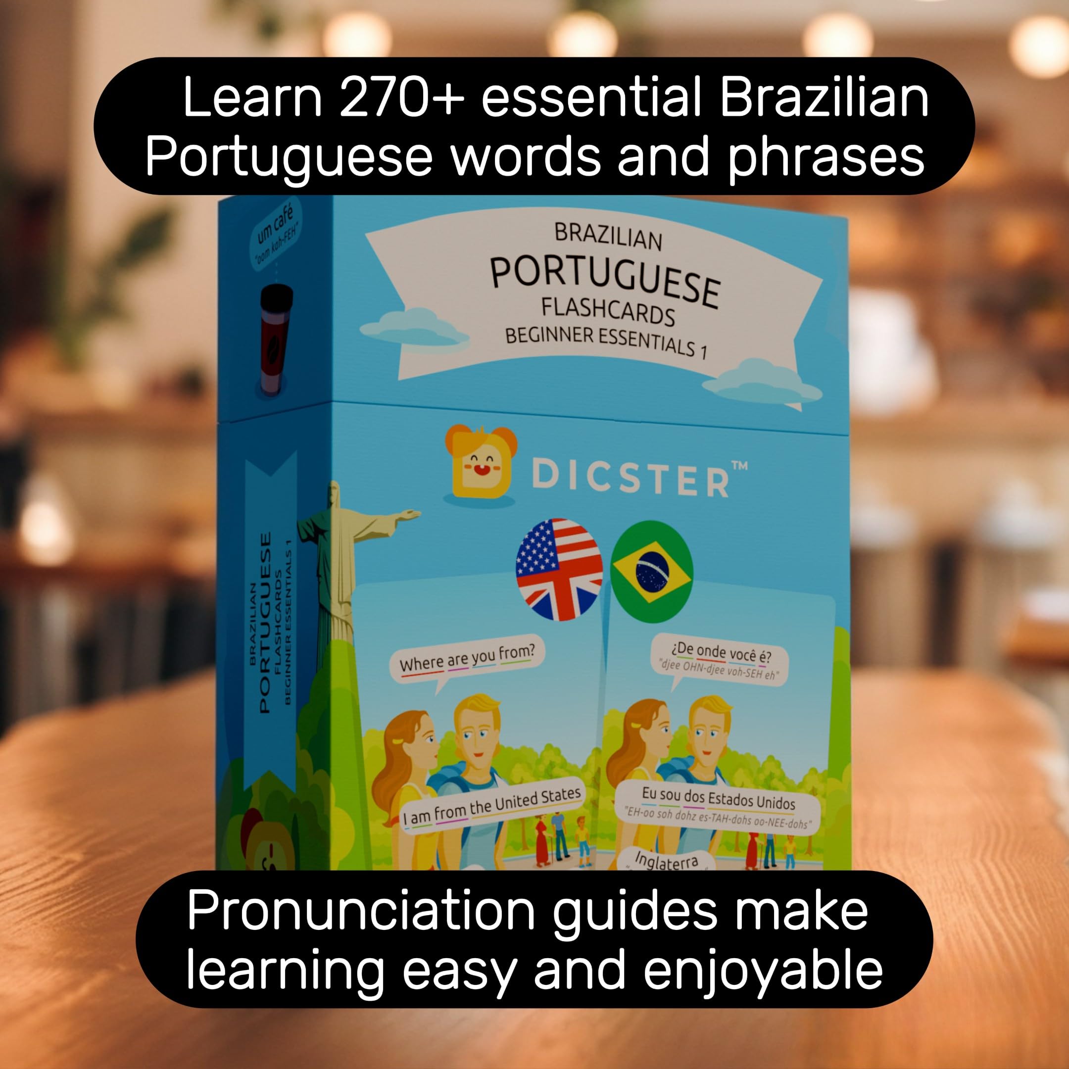 Brazilian Portuguese Flashcards - Beginner Essentials 1: 52 flashcards and 270+ Essential Words & Phrases, Pronunciation Guides, Online Audio, and Illustrations for Students & Travelers