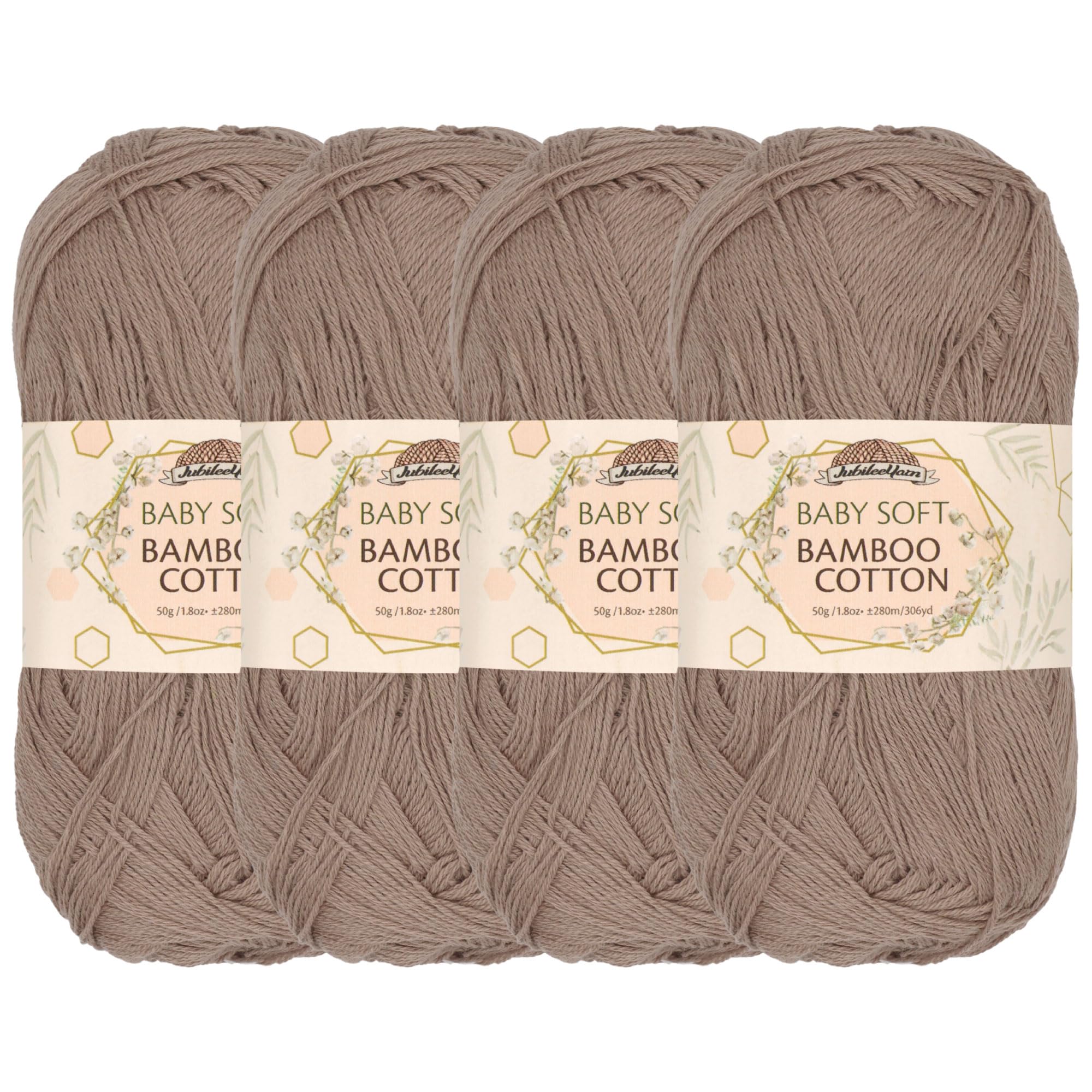JubileeYarn Baby Soft Bamboo Cotton Yarn - 50g/Skein - Coffee Lover - 4 Skeins, 6TC25 Coffee Lover