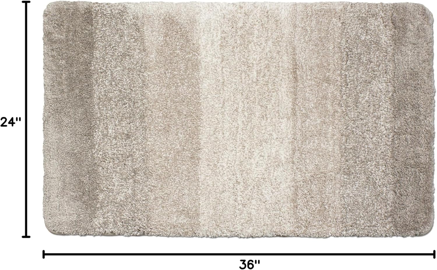 Nouvelle Legende High Pile Bathroom Mat, Soft Absorbent Polyester Bath Rug with Fast-Drying Plush Surface and Non-Slip Rubber Backing, Machine Washable, 36x24 Inches, Tan